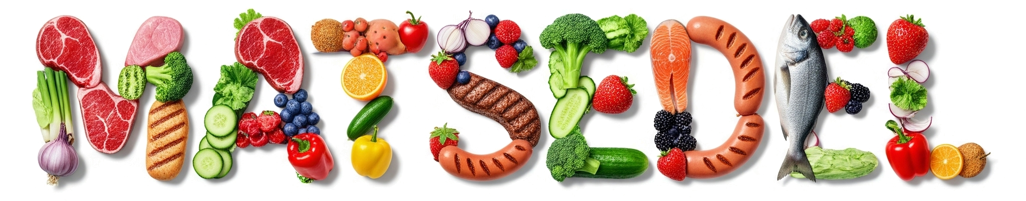 Ordet Matsedel skrivet med mat